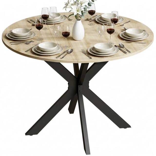 HOMCOM Folding Dining Table with Adjustable Feet, Natural Wood Finish - Size: 110 cm - image 1