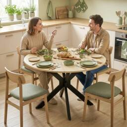 HOMCOM Folding Dining Table with Adjustable Feet, Natural Wood Finish - Size: 110 cm - thumbnail 2