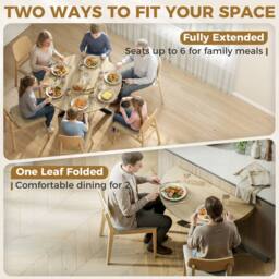 HOMCOM Folding Dining Table with Adjustable Feet, Natural Wood Finish - Size: 110 cm - thumbnail 4