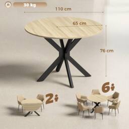 HOMCOM Folding Dining Table with Adjustable Feet, Natural Wood Finish - Size: 110 cm - thumbnail 3