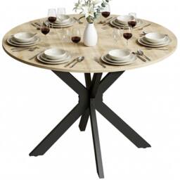 HOMCOM Folding Dining Table with Adjustable Feet, Natural Wood Finish - Size: 110 cm