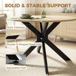 HOMCOM Folding Dining Table with Adjustable Feet, Natural Wood Finish - Size: 110 cm - thumbnail 5