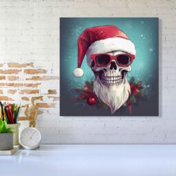 "Warren Reed - Designer Santa Skull Splashart Canvas - Size: W16"" x H16""" - thumbnail 1