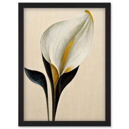 Artery8 Elegant Modern Calla Lily Black Gold Beige Artwork Framed Wall Art Print A4