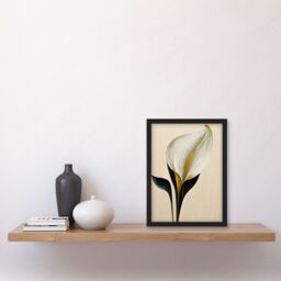 Artery8 Elegant Modern Calla Lily Black Gold Beige Artwork Framed Wall Art Print A4 - thumbnail 2