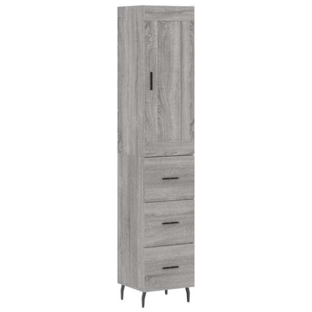 Berkfield Home Highboard Grey Sonoma 34.5x34x180 cm Engineered Wood - image 1