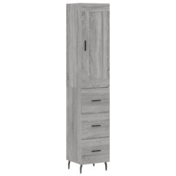 Berkfield Home Highboard Grey Sonoma 34.5x34x180 cm Engineered Wood - thumbnail 1