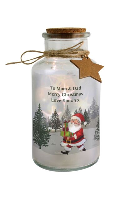 Personalised Memento Company Personalised Santa LED Glass Jar in Clear - image 1
