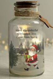 Personalised Memento Company Personalised Santa LED Glass Jar in Clear - thumbnail 3