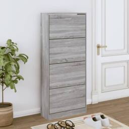Berkfield Home Shoe Cabinet Grey Sonoma 63x24x147 cm Engineered Wood - Size: 63 x 24 x 147 cm - thumbnail 2