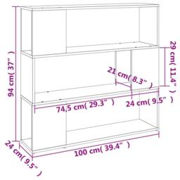Berkfield Home Book Cabinet/Room Divider Grey Sonoma 100x24x94 cm - Size: 100 x 24 x 94 cm - thumbnail 8