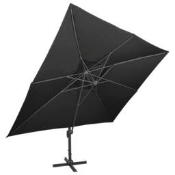 Berkfield Home Cantilever Garden Parasol with Double Top Black 400x300 cm - thumbnail 1
