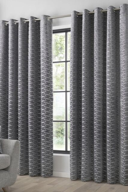 Curtina 'Kendal' Textured Weave Pair of Eyelet Curtains in Charcoal - Size: 229 cm width x 229 cm drop - image 1