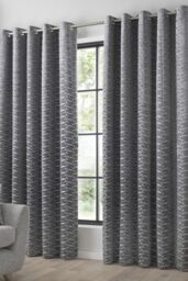 Curtina 'Kendal' Textured Weave Pair of Eyelet Curtains in Charcoal - Size: 229 cm width x 229 cm drop - thumbnail 1
