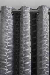 Curtina 'Kendal' Textured Weave Pair of Eyelet Curtains in Charcoal - Size: 229 cm width x 229 cm drop - thumbnail 2