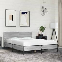 Berkfield Home Bed Frame without Mattress Grey Sonoma 140x200 cm - thumbnail 2
