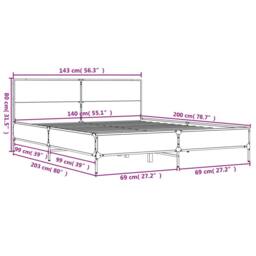 Berkfield Home Bed Frame without Mattress Grey Sonoma 140x200 cm - thumbnail 9