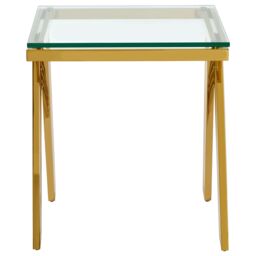Orsina Luxurious Gold Side Table with Glass Top, Contemporary Gold Metal End Table, Chic Side Table for Living Room - thumbnail 2
