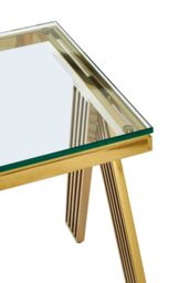 Orsina Luxurious Gold Side Table with Glass Top, Contemporary Gold Metal End Table, Chic Side Table for Living Room - thumbnail 5
