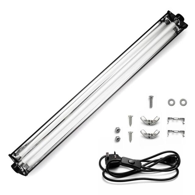 Kelvenix T5 UVB 24W Reptile Light Fixture Kit, 10.0 UVB Lighting Bulb & Hood in Black - image 1