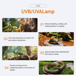Kelvenix T5 UVB 24W Reptile Light Fixture Kit, 10.0 UVB Lighting Bulb & Hood in Black - thumbnail 4
