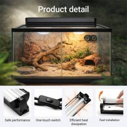 Kelvenix T5 UVB 24W Reptile Light Fixture Kit, 10.0 UVB Lighting Bulb & Hood in Black - thumbnail 5