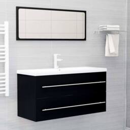 Berkfield Home Sink Cabinet Black 100x38.5x48 cm Engineered Wood - thumbnail 6