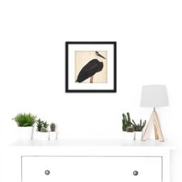 Artery8 Black Stork In A Landscape Indian Watercolour Bird Painting 8X8 Inch Square Wooden Framed Wall Art Print Picture with Mount - thumbnail 2