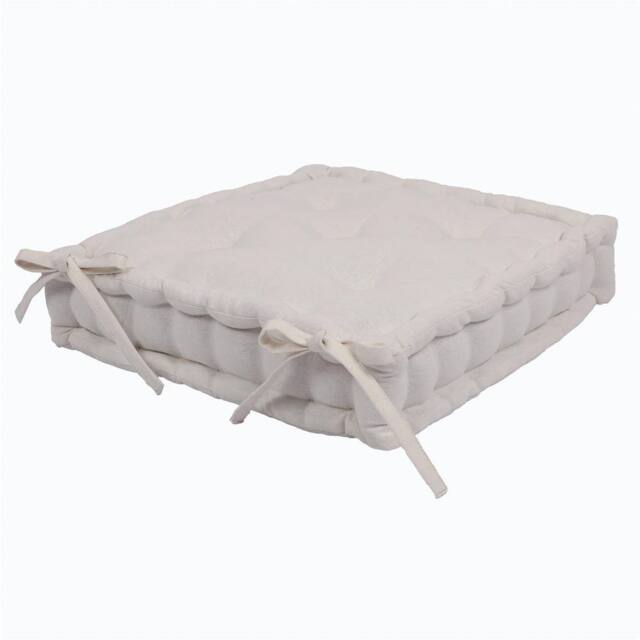 Harbour Housewares Deluxe Square Seat Pad - 40 x 40cm in Cream - Size: 40 x 40 cm - image 1