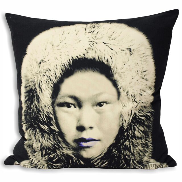Paoletti Eskimo Photographic Print Cushion in Black - Size: 55 cm x 55 cm