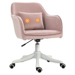 VINSETTO Office Chair with Rechargeable Vibration Massage Lumbar Pillow, Wheels in Pink - thumbnail 2