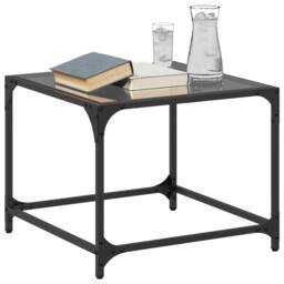 Berkfield Home Coffee Tables with Black Glass Top 2 pcs 50x50x40 cm Steel - Size: 50 x 50 x 40 cm - thumbnail 3