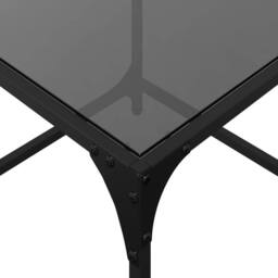Berkfield Home Coffee Tables with Black Glass Top 2 pcs 50x50x40 cm Steel - Size: 50 x 50 x 40 cm - thumbnail 8