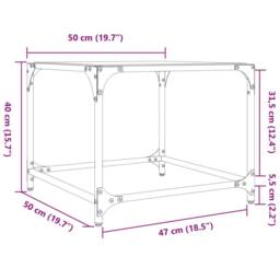 Berkfield Home Coffee Tables with Black Glass Top 2 pcs 50x50x40 cm Steel - Size: 50 x 50 x 40 cm - thumbnail 9