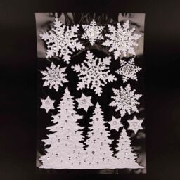 Shatchi 3D Christmas Window Stickers Snowy White & Silver - 4 Assorted Sheets Window Decorations Sticker Christmas Scene, PVC - thumbnail 2
