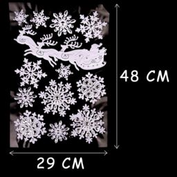 Shatchi 3D Christmas Window Stickers Snowy White & Silver - 4 Assorted Sheets Window Decorations Sticker Christmas Scene, PVC - thumbnail 3