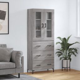 Berkfield Home Highboard Grey Sonoma 69.5x34x180 cm Engineered Wood - thumbnail 1