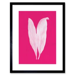 "Artery8 Wall Art Print Bright Coloured Leaf Pink Art Black Framed 9x7 inch - Size: W7"" x H9""" - thumbnail 1