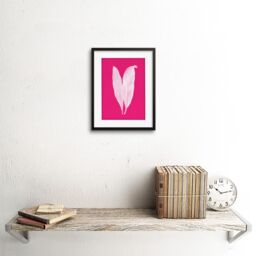 "Artery8 Wall Art Print Bright Coloured Leaf Pink Art Black Framed 9x7 inch - Size: W7"" x H9""" - thumbnail 2