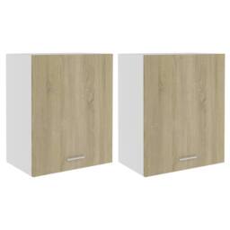 Berkfield Home Hanging Cabinets 2 pcs Sonoma Oak 50x31x60 cm Engineered Wood in Light Brown - Size: 50 x 31 x 60 cm - thumbnail 2