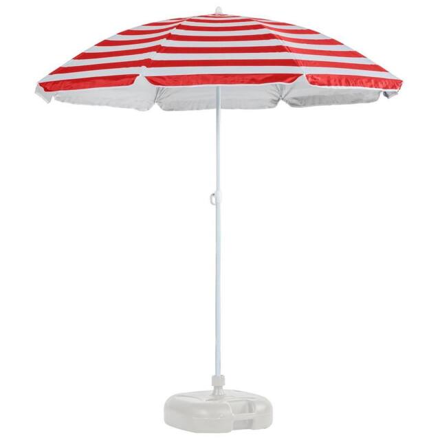 Harbour Housewares Metal Beach Parasol with White Base 1.8m in Red - image 1