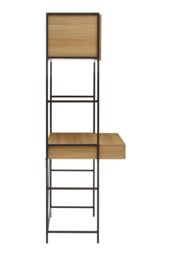 Orsina Stable Natural Oak Shelf Unit, Sleek & Versatile Narrow Shelving Unit, Easily Maintained Work Space in Grey - thumbnail 4