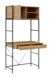 Orsina Stable Natural Oak Shelf Unit, Sleek & Versatile Narrow Shelving Unit, Easily Maintained Work Space in Grey - thumbnail 3