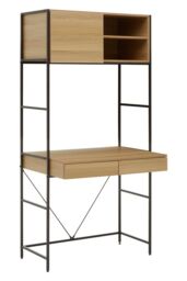 Orsina Stable Natural Oak Shelf Unit, Sleek & Versatile Narrow Shelving Unit, Easily Maintained Work Space in Grey - thumbnail 7