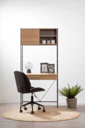 Orsina Stable Natural Oak Shelf Unit, Sleek & Versatile Narrow Shelving Unit, Easily Maintained Work Space in Grey - thumbnail 6