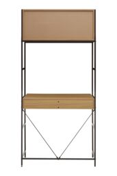 Orsina Stable Natural Oak Shelf Unit, Sleek & Versatile Narrow Shelving Unit, Easily Maintained Work Space in Grey - thumbnail 5