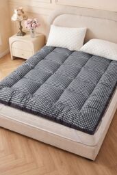 Living and Home 10cm Comfortable Quilted Mattress Topper in Dark Grey - Size: Single - thumbnail 3