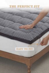 Living and Home 10cm Comfortable Quilted Mattress Topper in Dark Grey - Size: Single - thumbnail 5