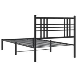 Berkfield Home Metal Bed Frame without Mattress with Headboard Black 90x190cm - Size: 90x190 cm - thumbnail 6