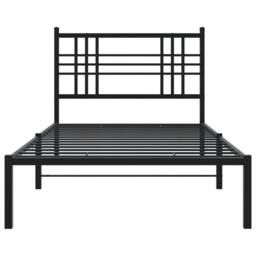 Berkfield Home Metal Bed Frame without Mattress with Headboard Black 90x190cm - Size: 90x190 cm - thumbnail 4